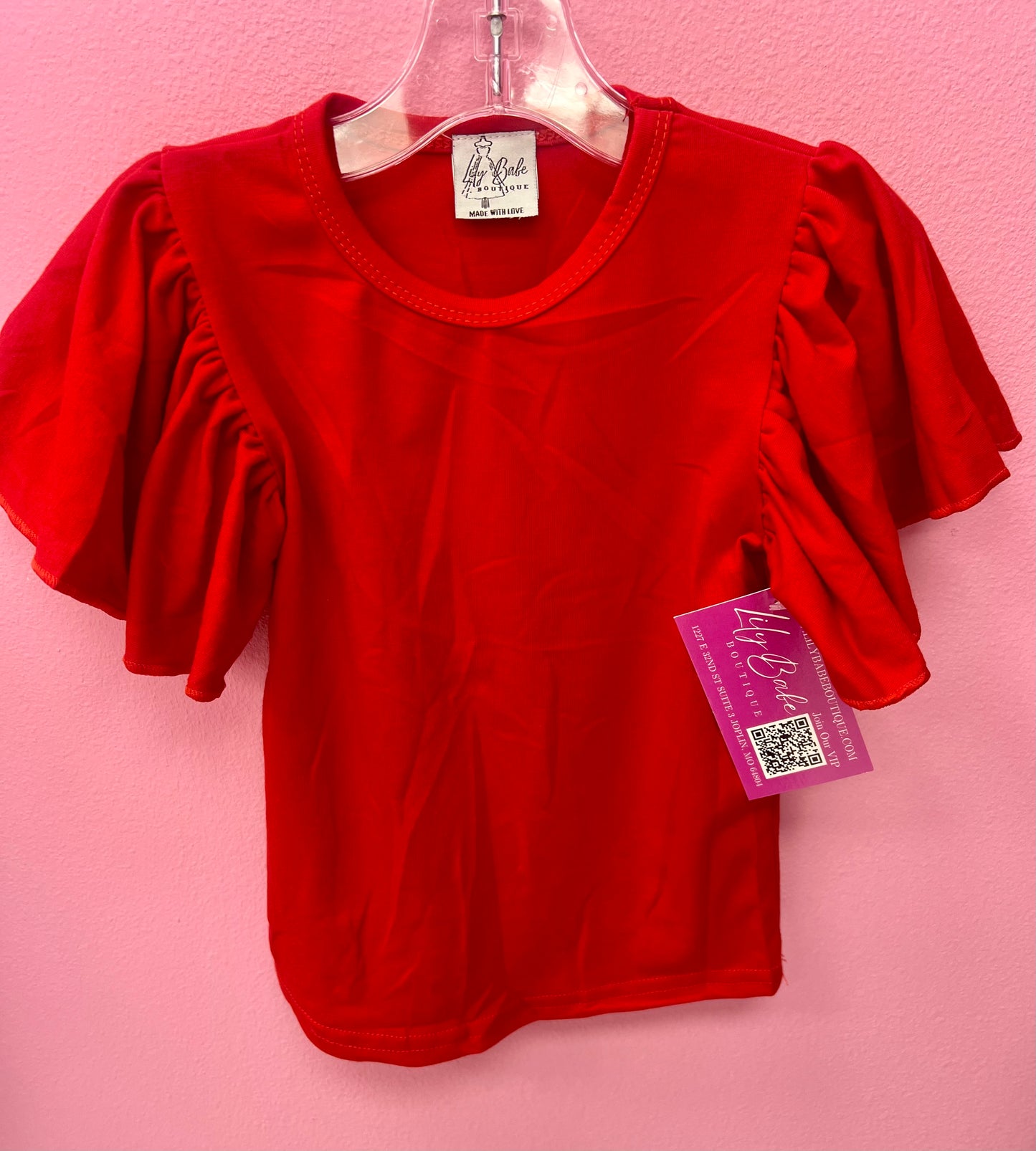 Red Bell Sleeve Cotton T-Shirt