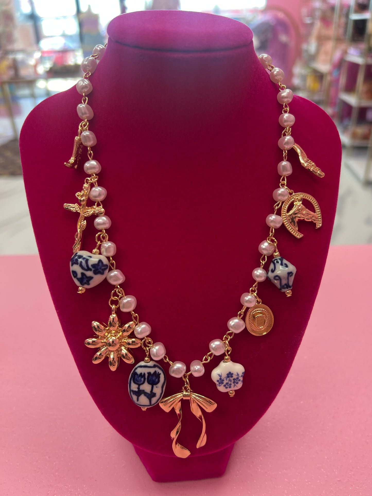 Pearl & Blue Necklace