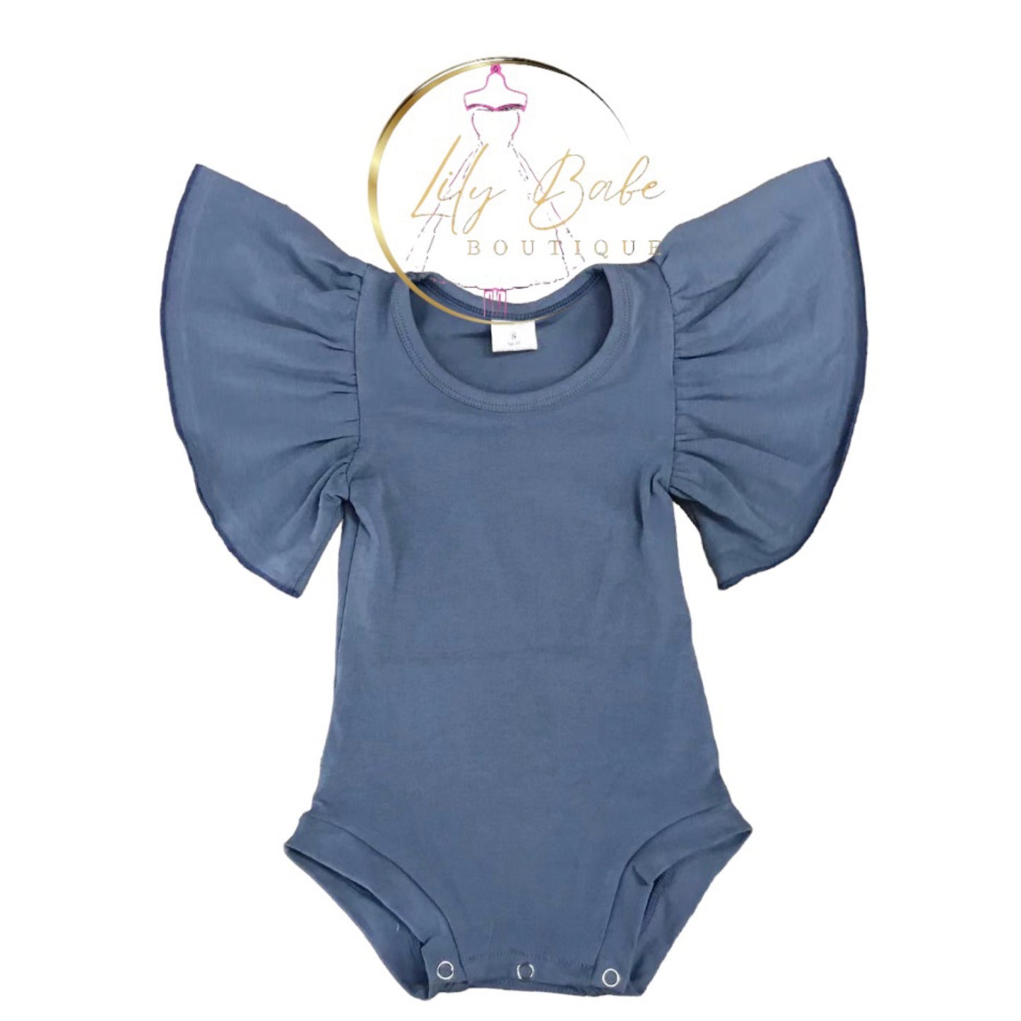 Solid Blue Bell Sleeve Onesie