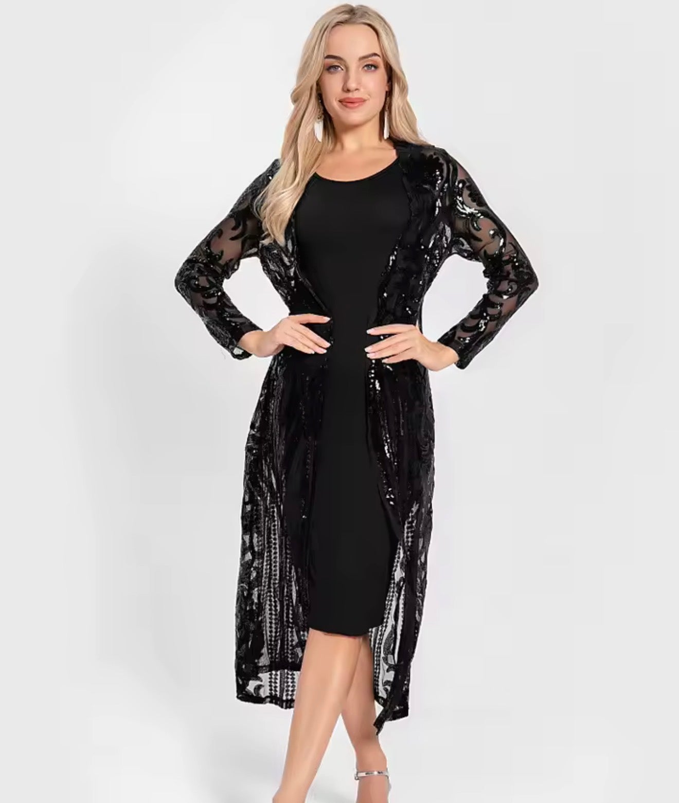 Women’s Sequin Duster Black