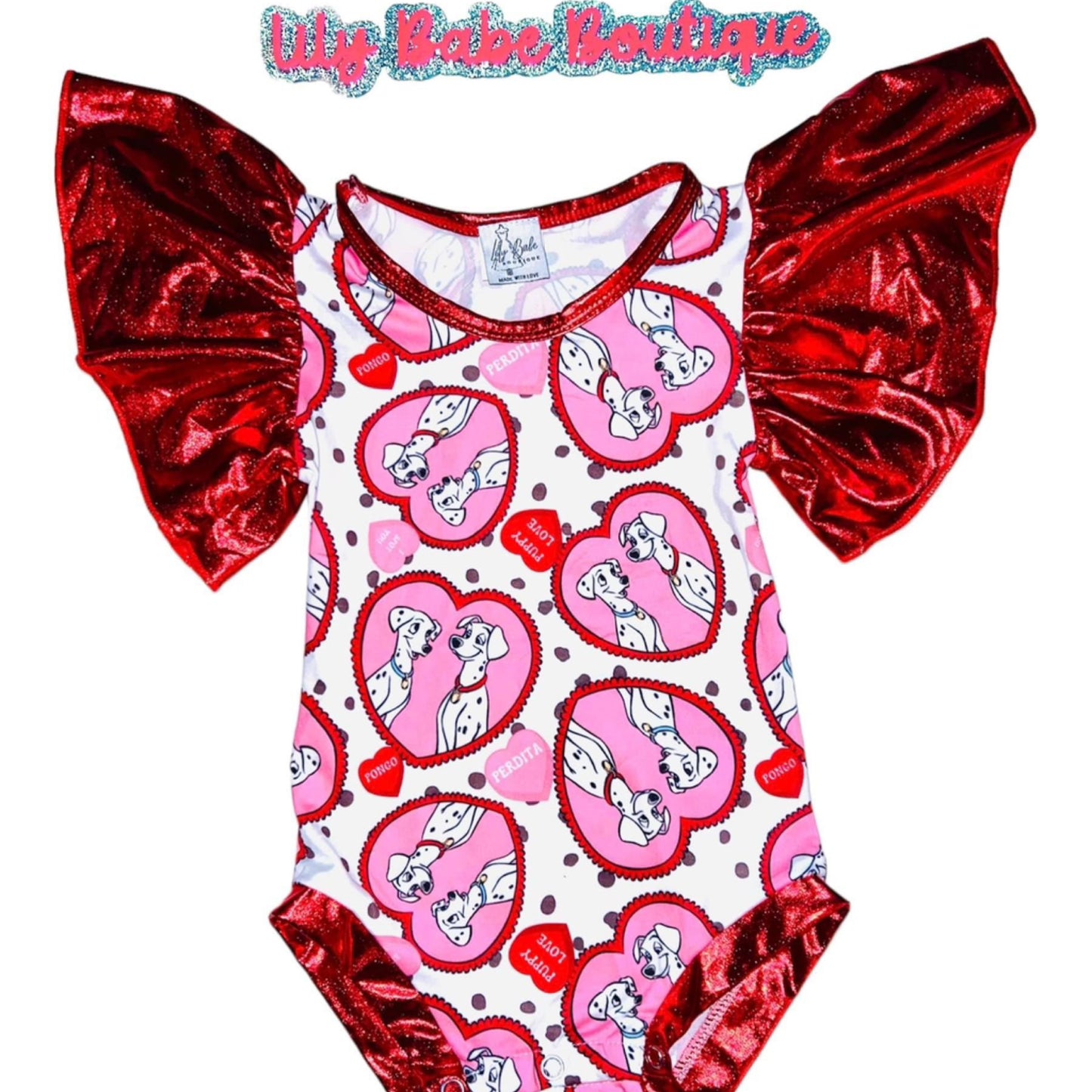 Puppy Love Dalmation Metallic Onesie