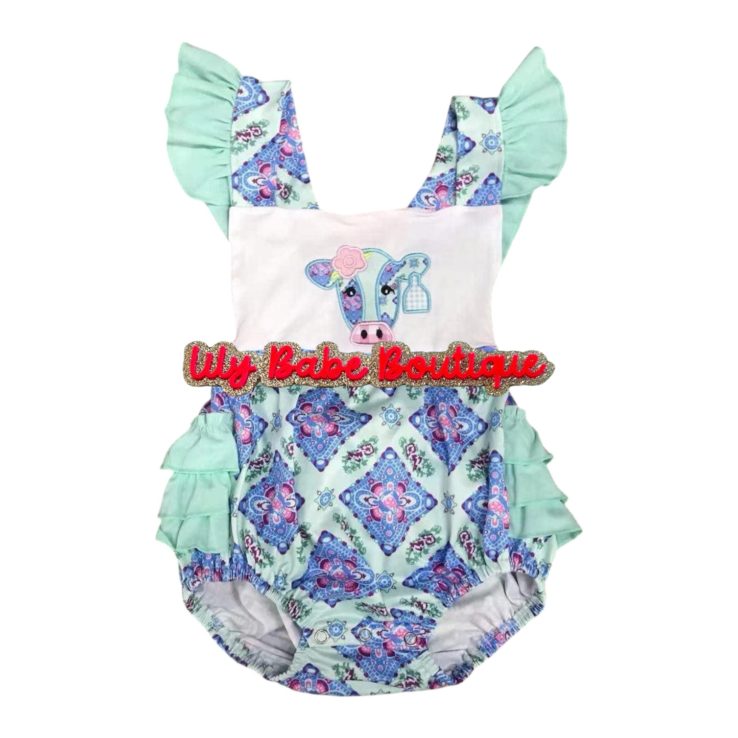 Cow Ruffle Butt Romper