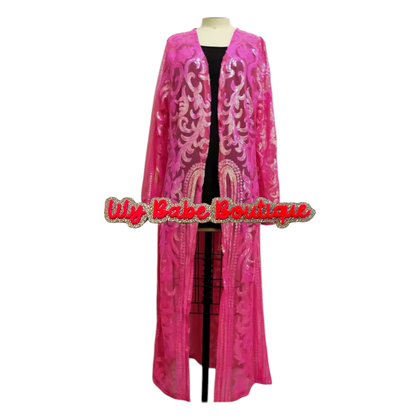 Women’s Sequin Duster Pink