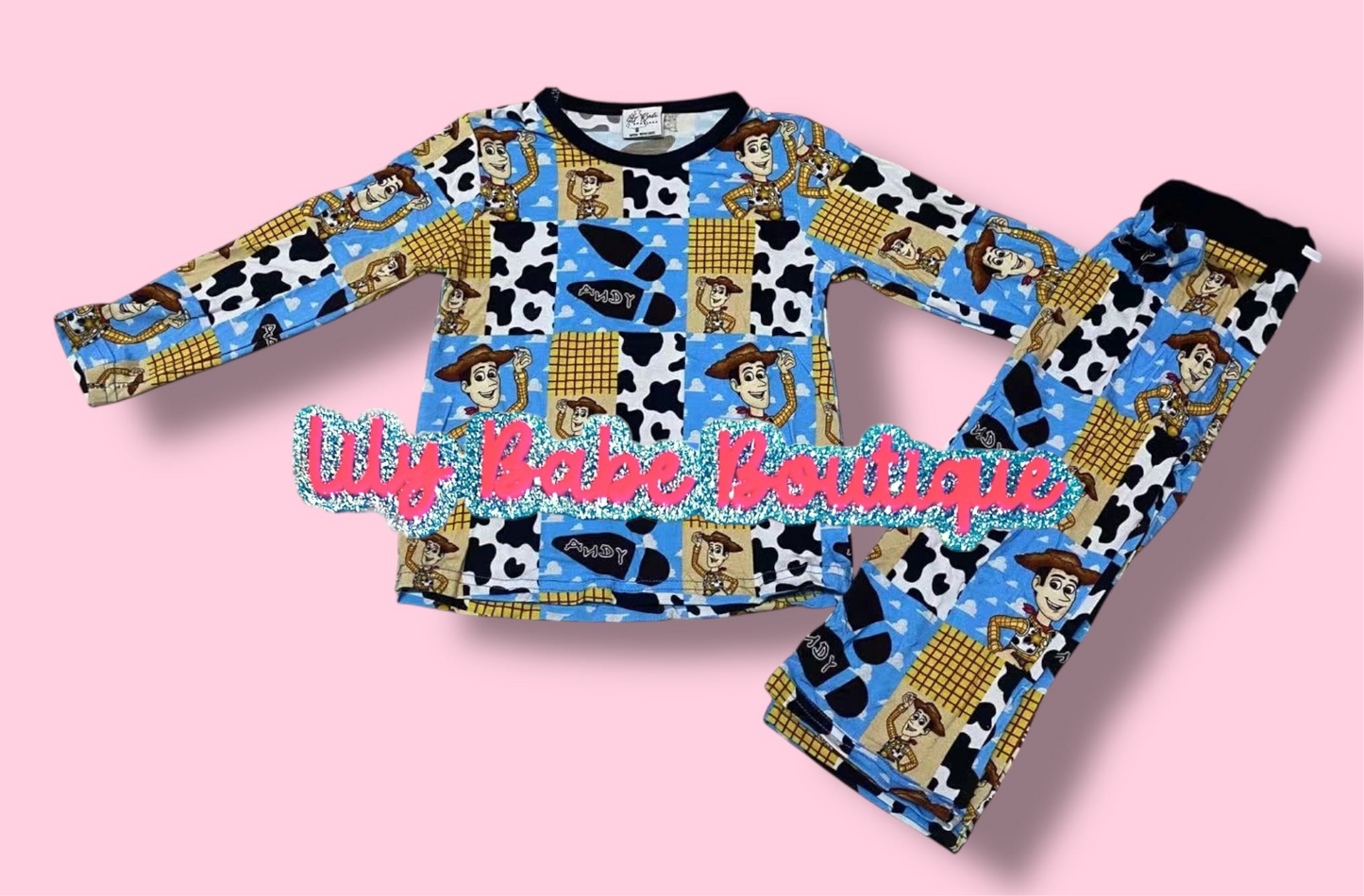 Cowprint Cowboy Bamboo 2 PC Set