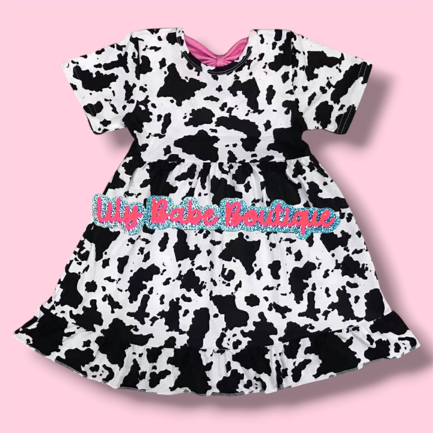 Cowprint Pink Bow Dress