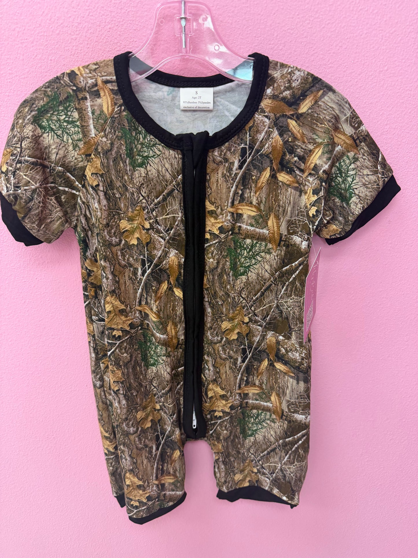 Camo Bamboo Shortie Zippie