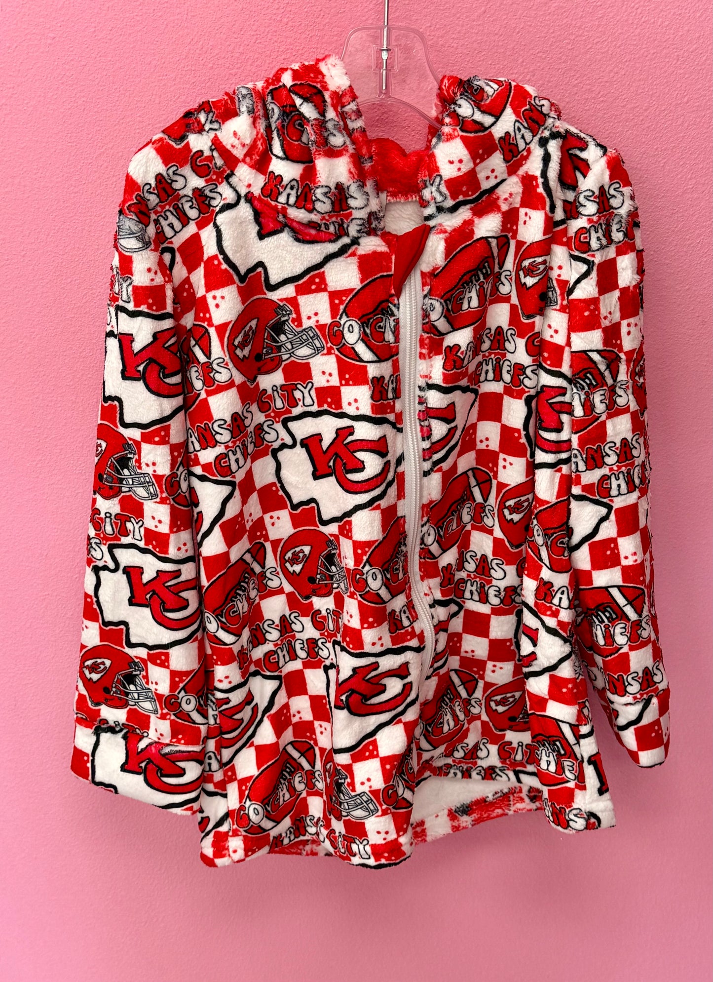Red & White Plush Jacket