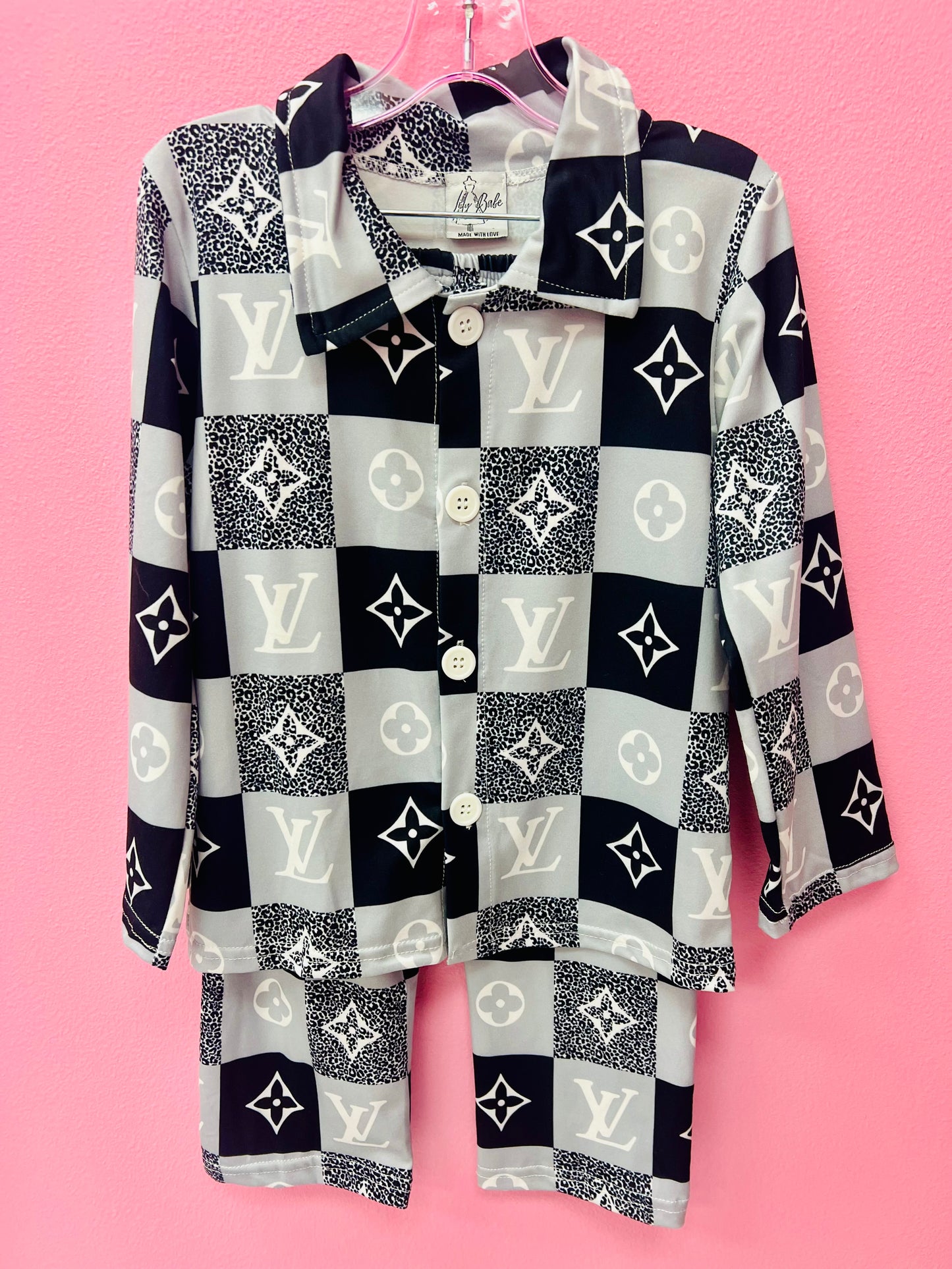 Grey Check Boujee Button Down Jammies