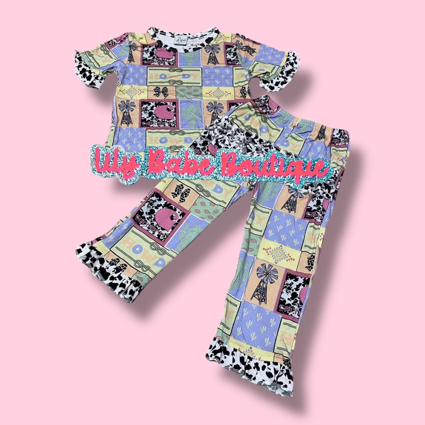 Cowgirl Pastel Frill 2 Piece Bamboo Set