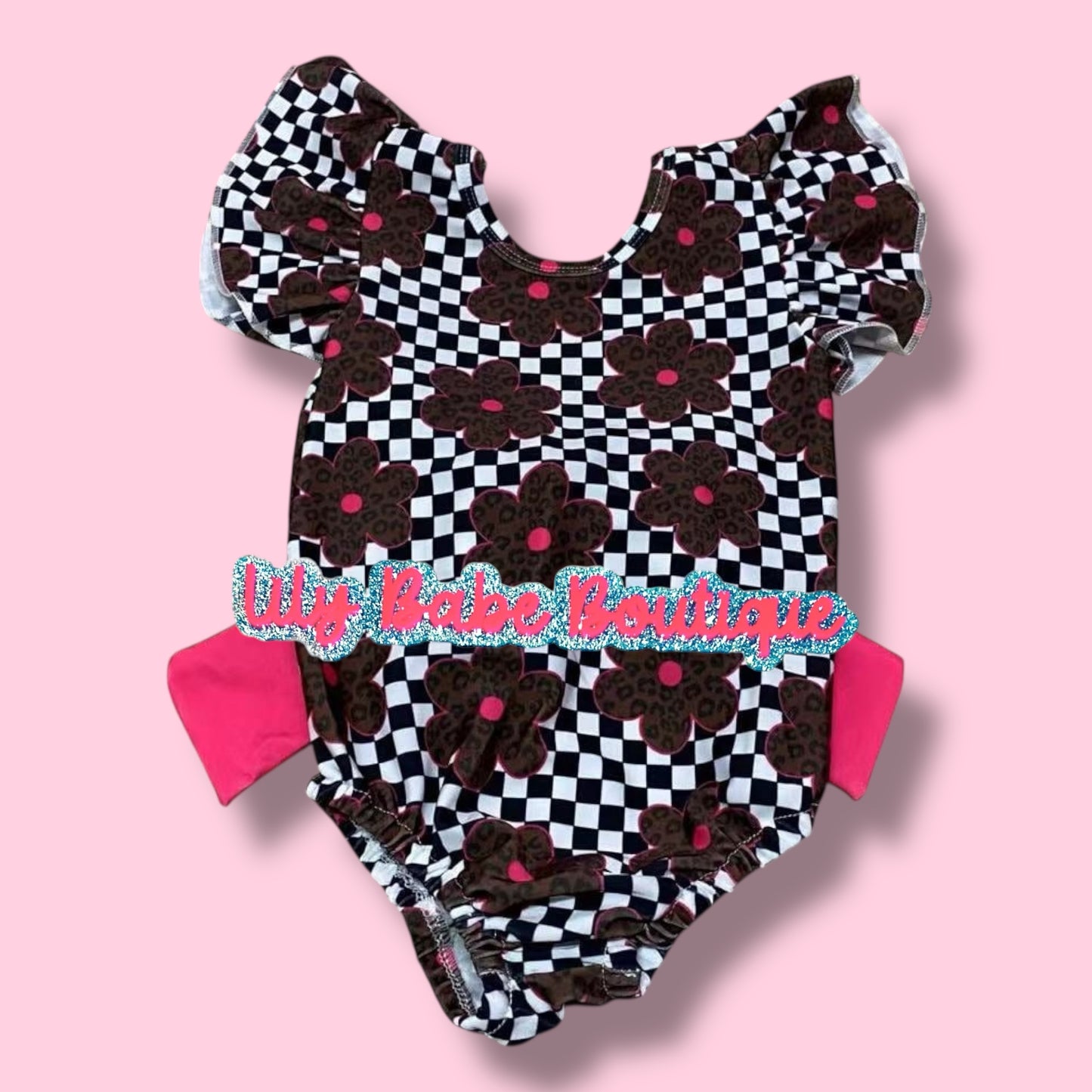 Checkered Bow Back Swimsuit