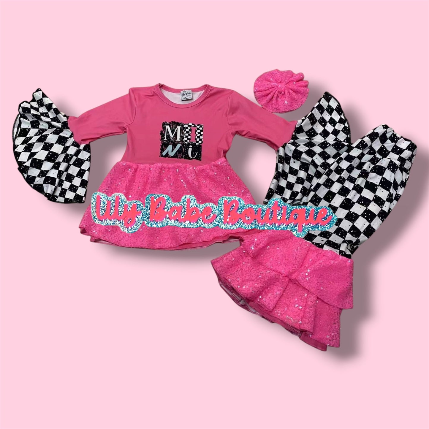 Mini Checkered Sequin Bell Set