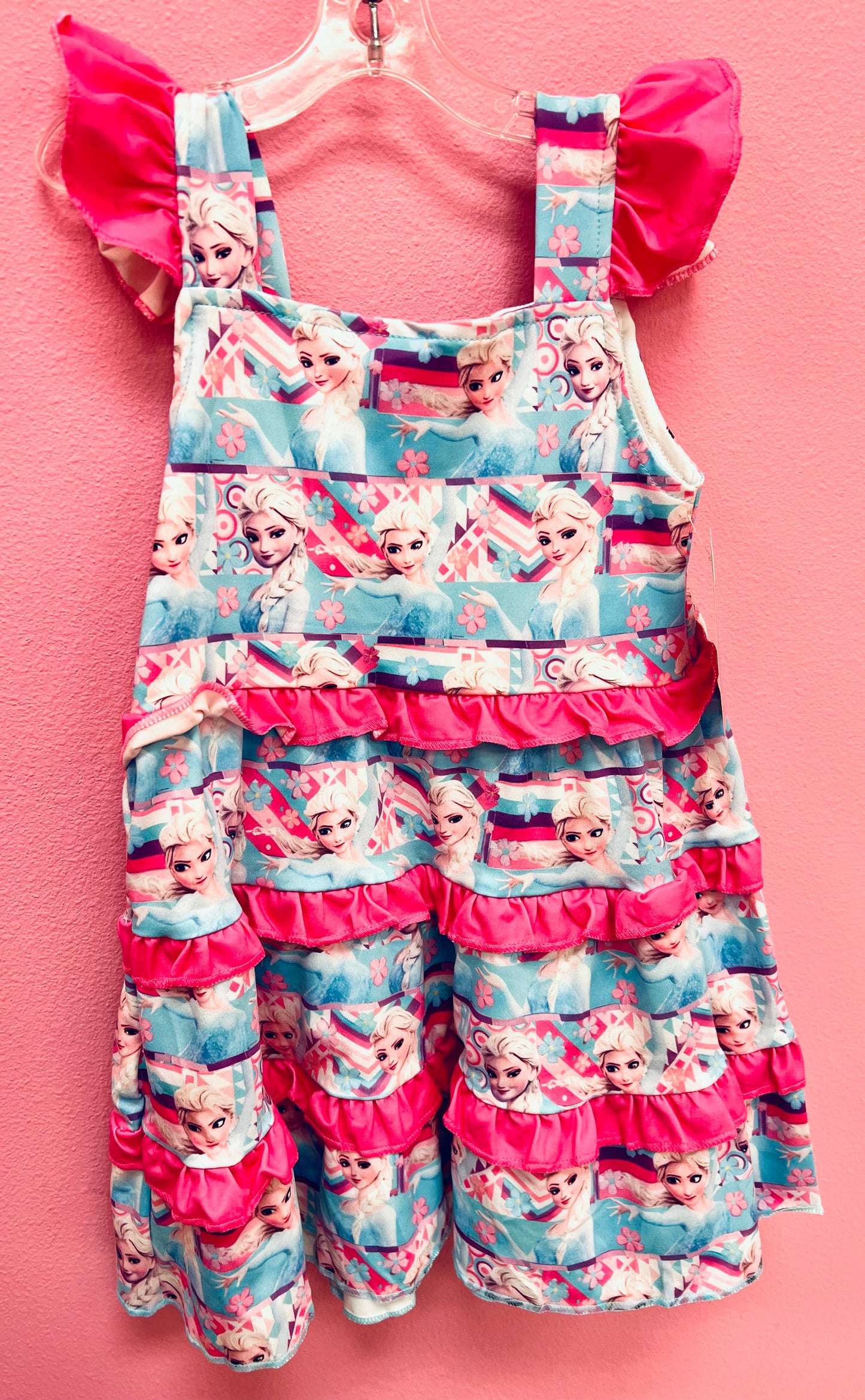 Princess Pink & Blue Tiered Dress