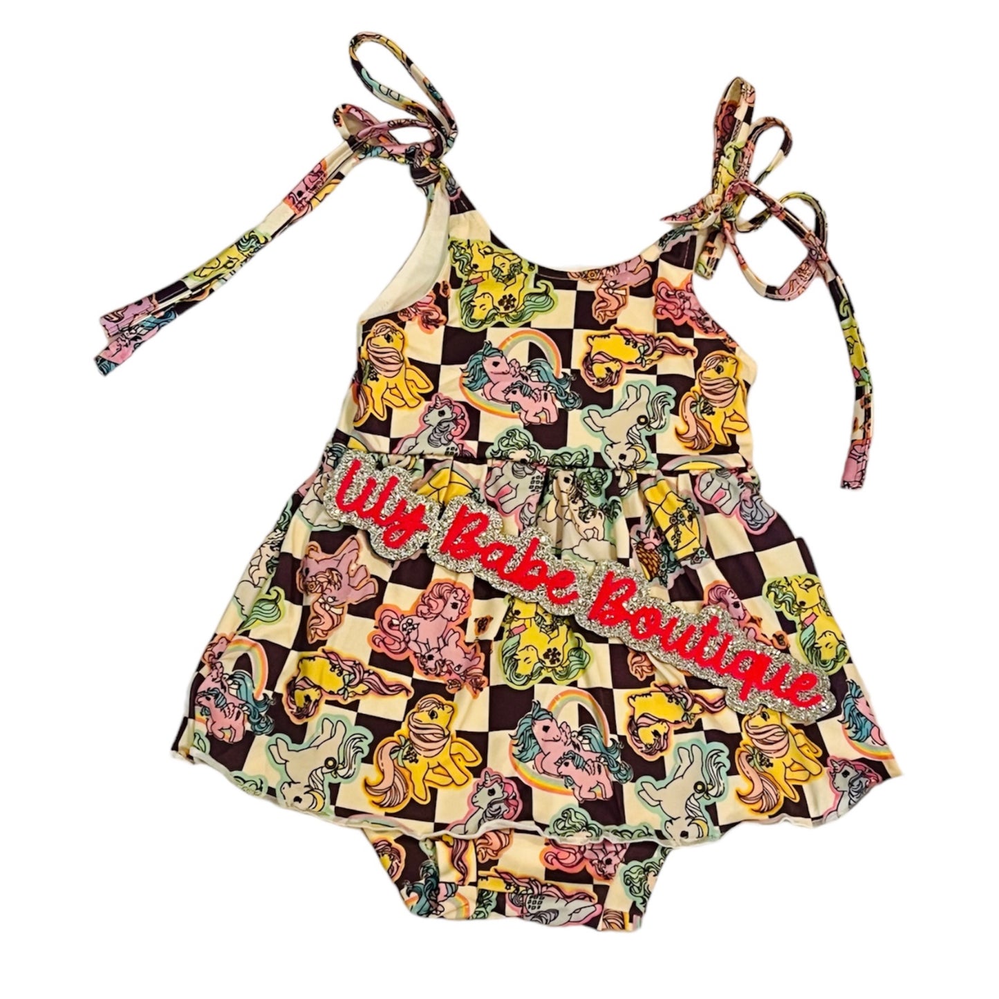 Pony Retro Skirted Tie Onesie