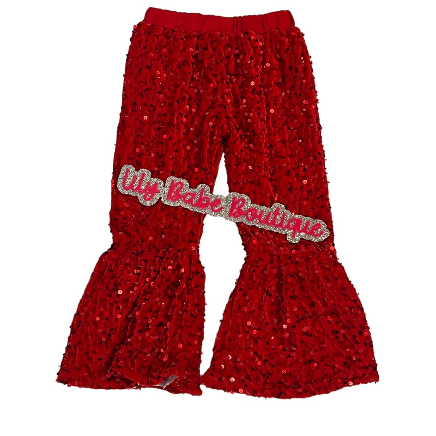 Red Sequin Velvet Bell Bottoms