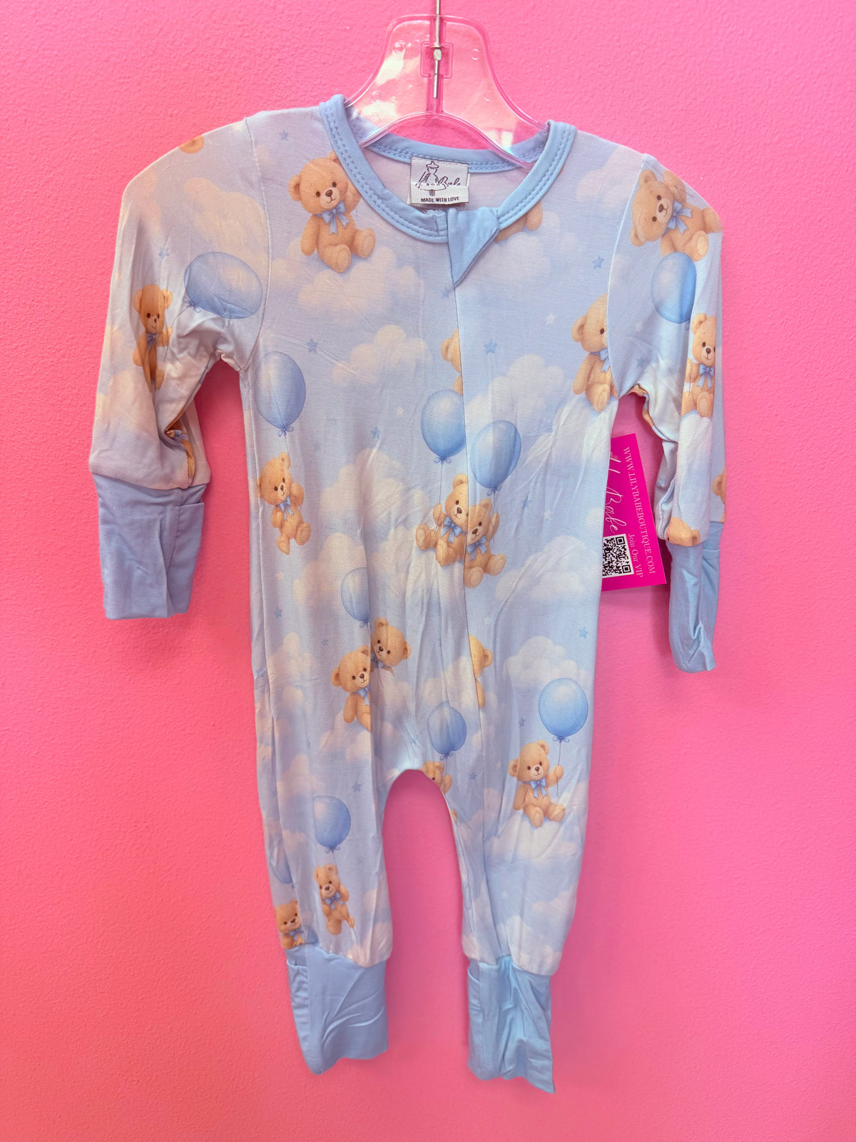 Blue Bear Cloud Bamboo Zippie