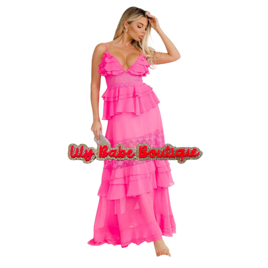 Women’s Flowy Hot Pink Maxi Dress