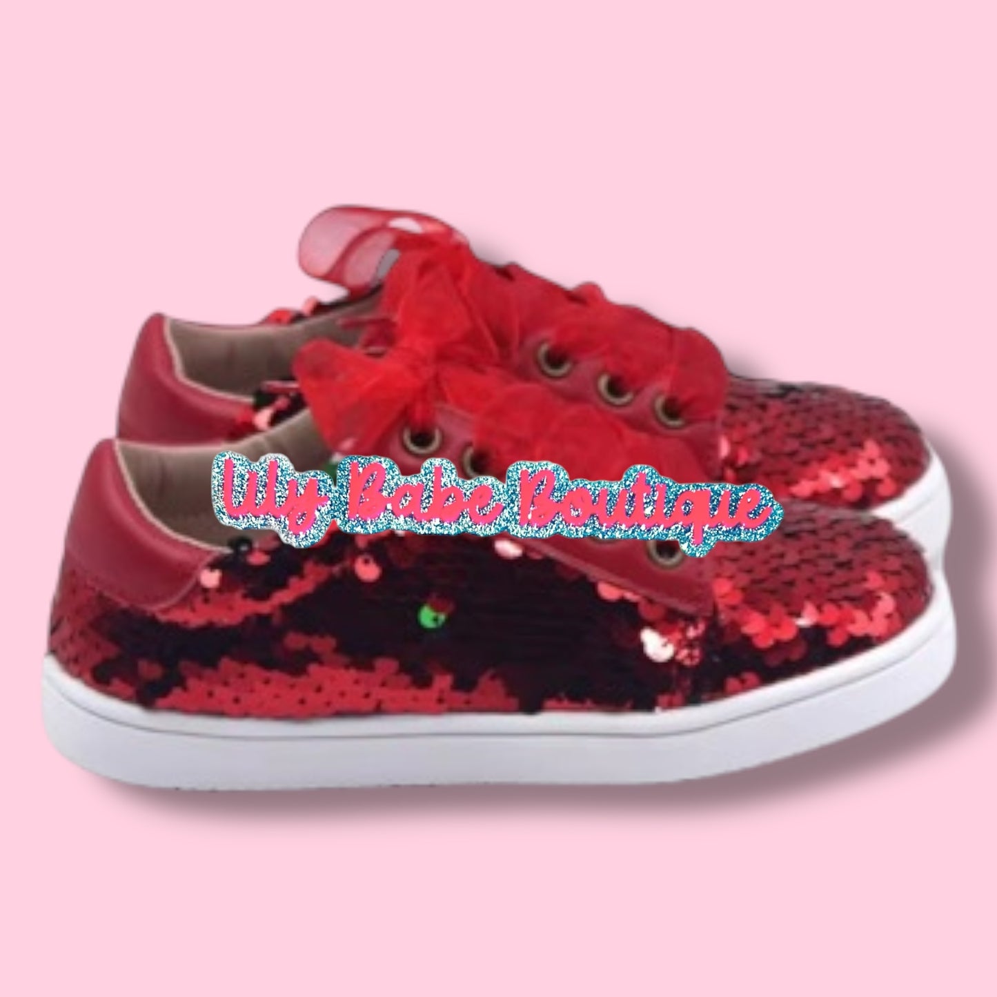 Red Green Reversible Sequin Sneakers