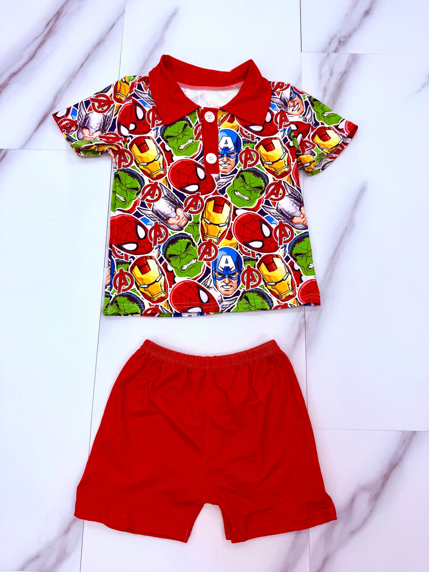 Super Hero Button Down 2 Pc