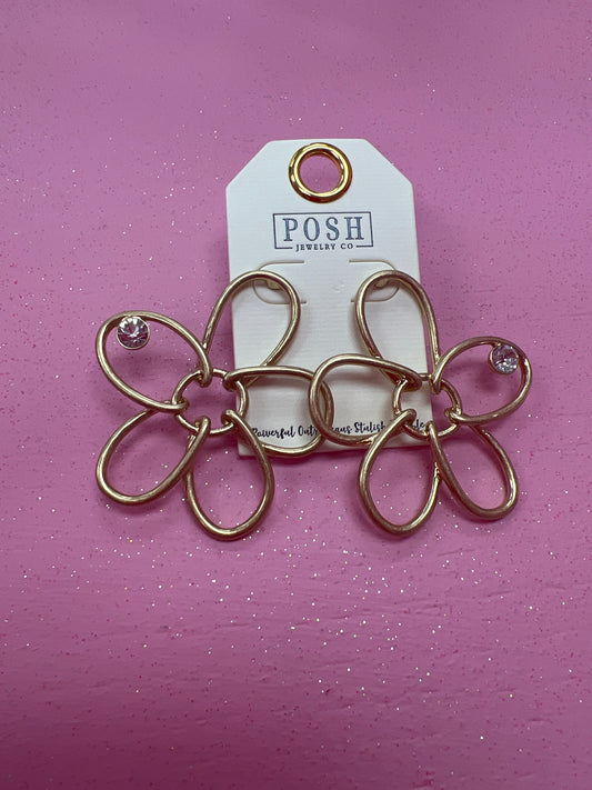 Posh Earrings Gold Flowers