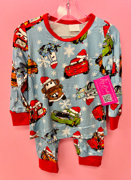 Race Cars Christmas Bamboo 2 Pc Set