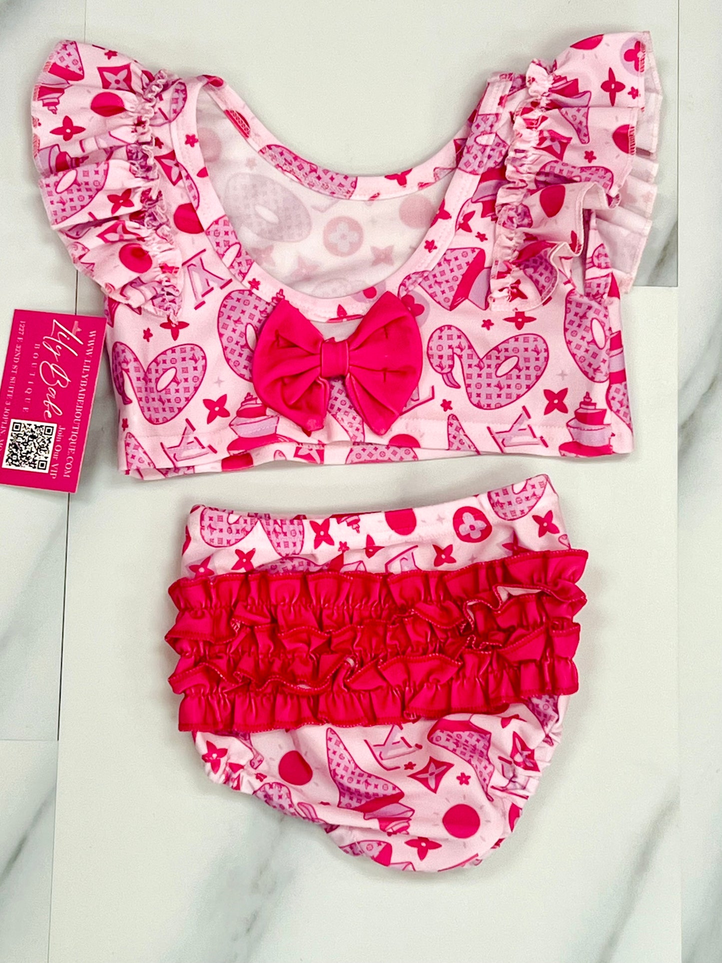 2 Pc Conch Shell Ruffle Butt Swimsuit