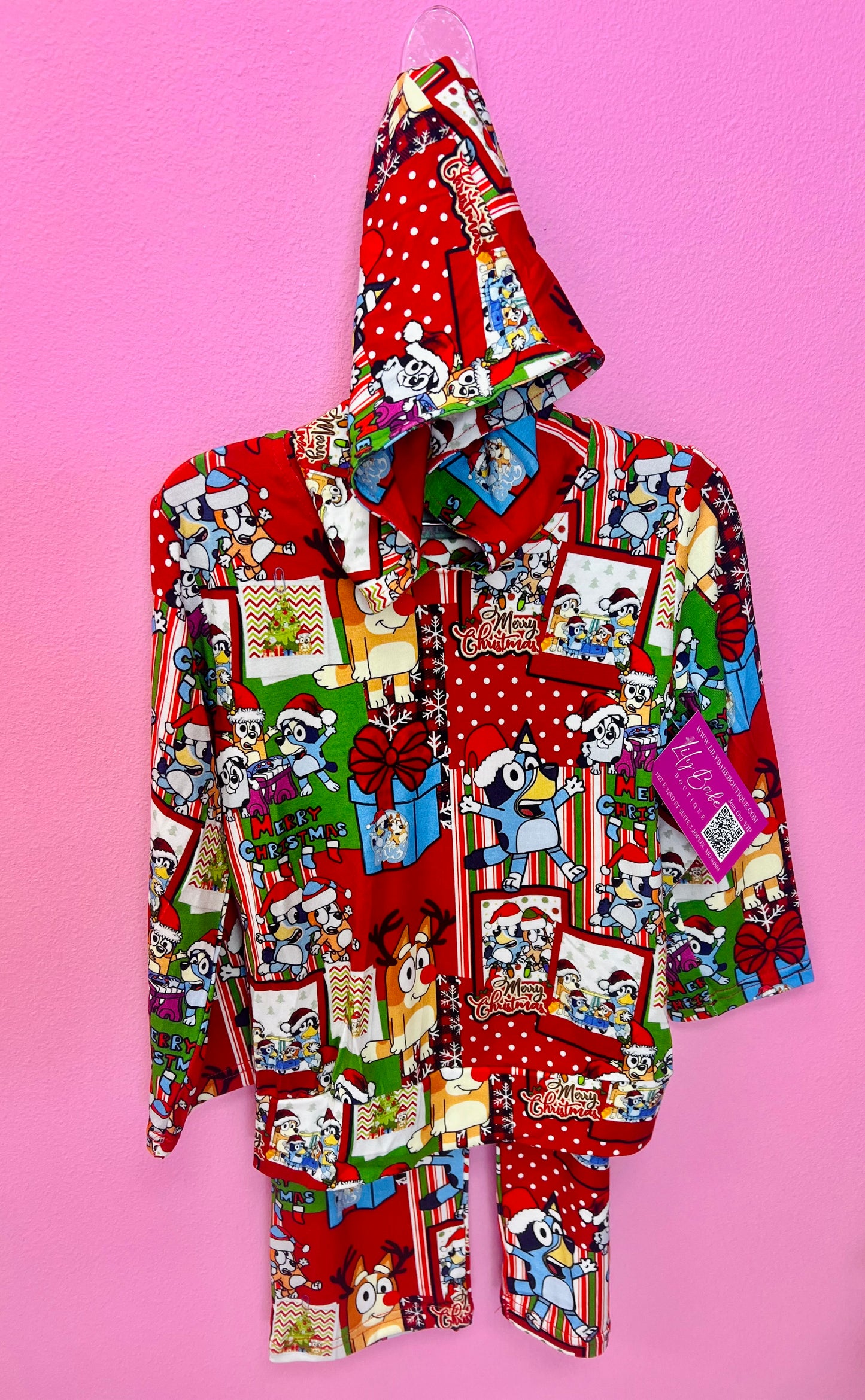 Merry Christmas Dogs Bamboo Hooded 2 Pc Set