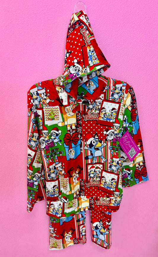 Merry Christmas Dogs Bamboo Hooded 2 Pc Set