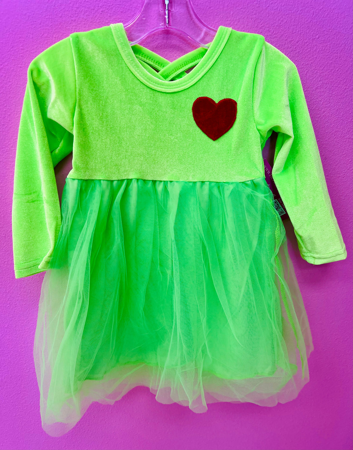 Green Heart Tulle Velvet Dress