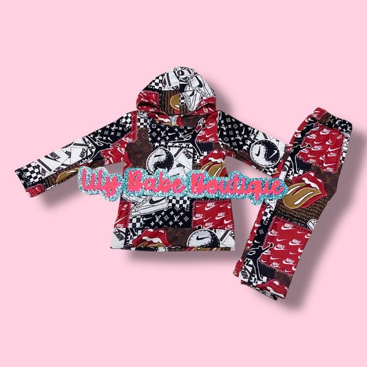 Boys Branded Hooded 2 PC Set