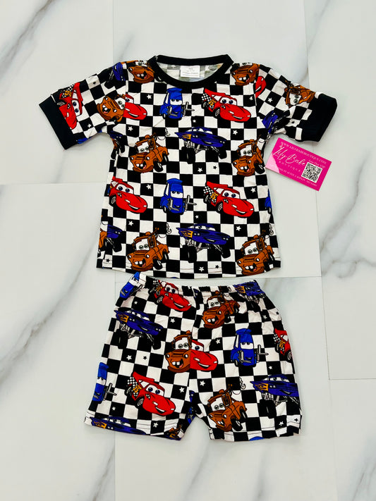 Race Car Checkered Bamboo 2 Piece