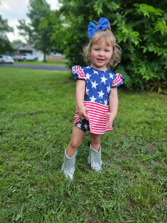 Stars & Stripes Peplum & Bummie Set