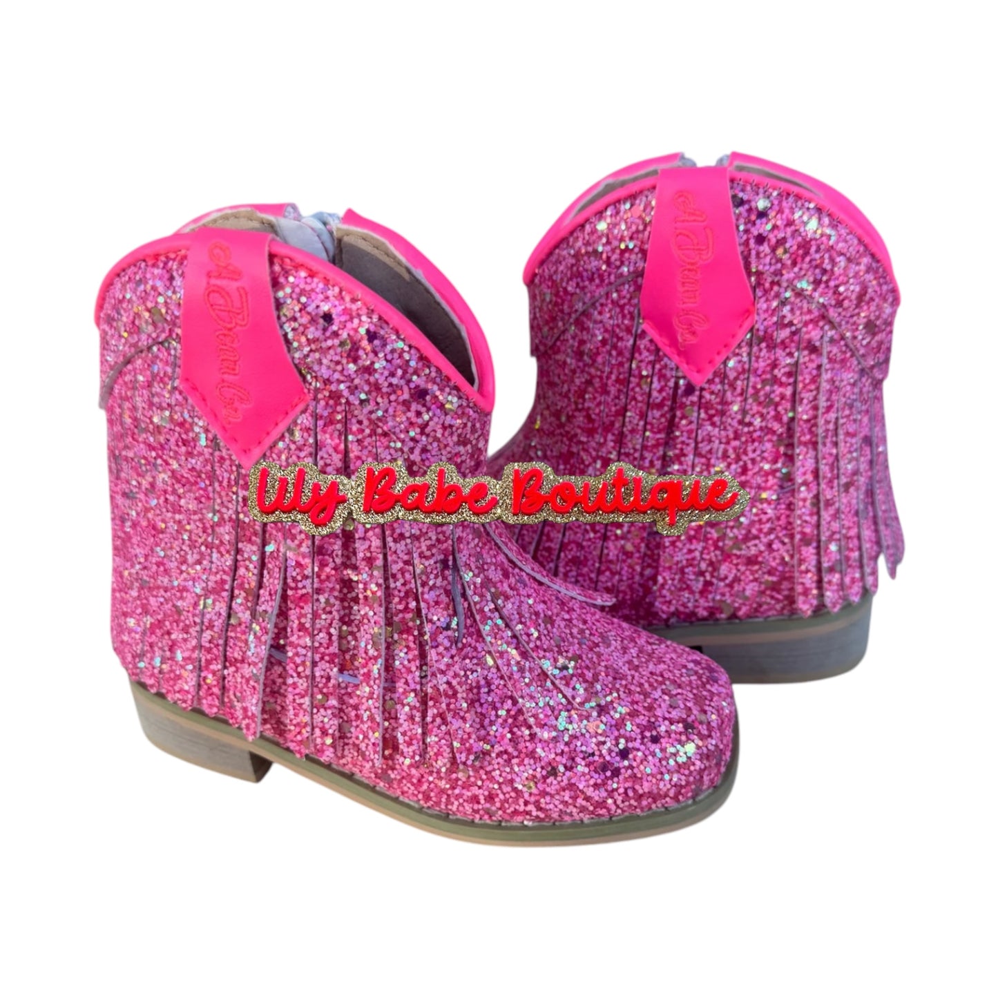 Pink on Pink Fringe Glitter Boots