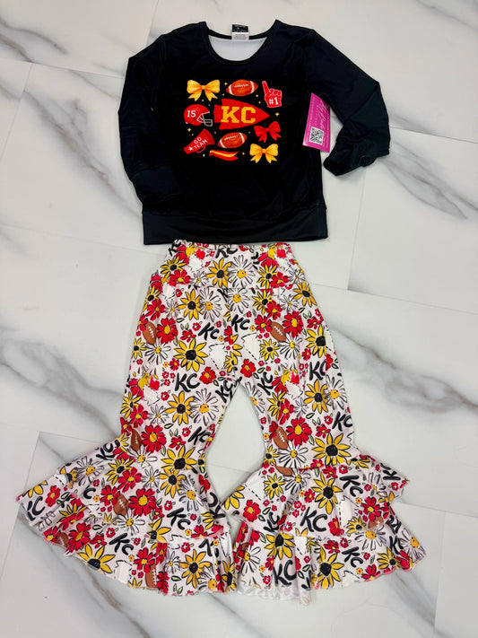Black Football & Double Bows Bell Set