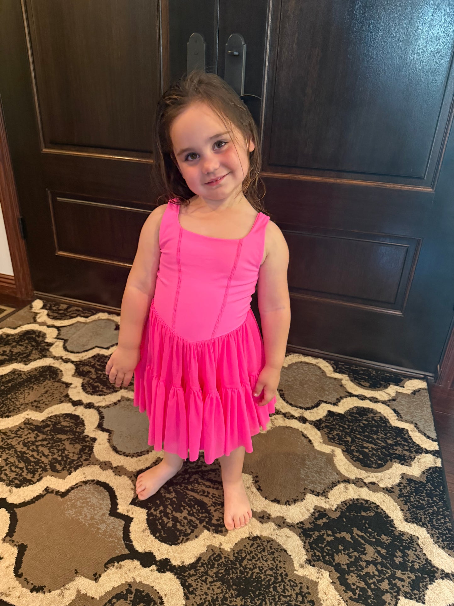Bright Pink Twirl Yoga Dress