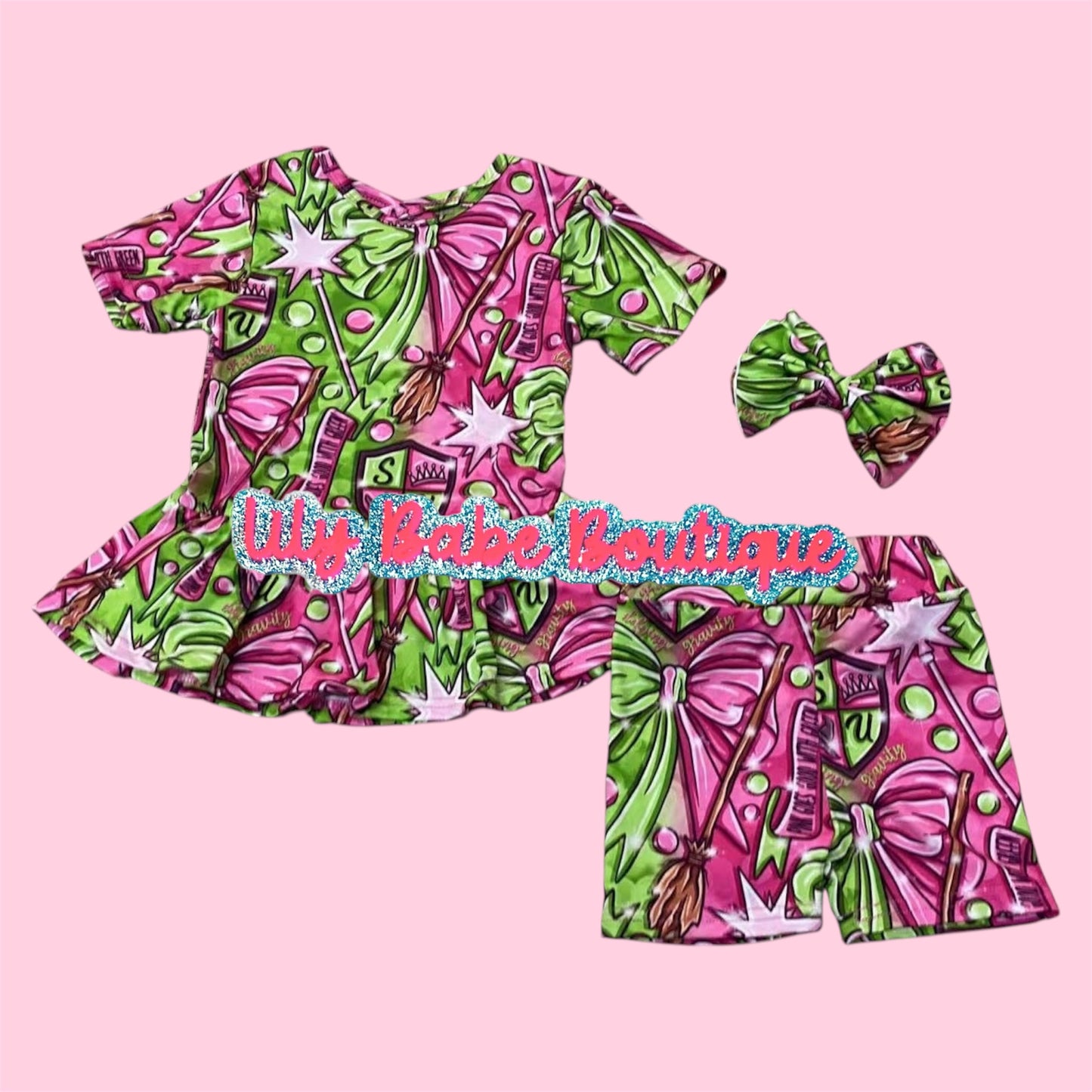 Pink & Green Peplum 2 Pc