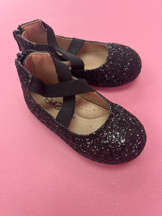 Glitter Ballerina Flats - Black