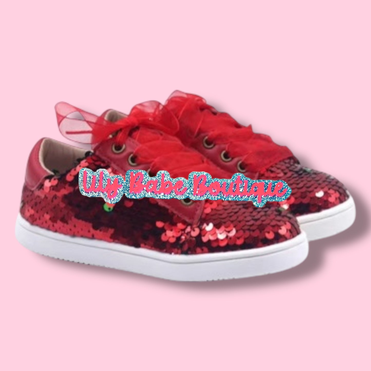 Red Green Reversible Sequin Sneakers