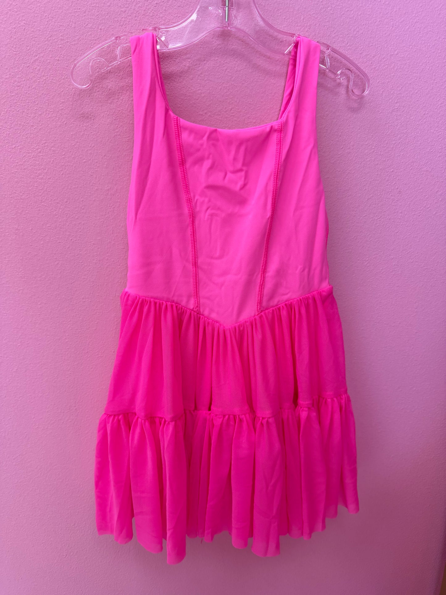 Bright Pink Twirl Yoga Dress