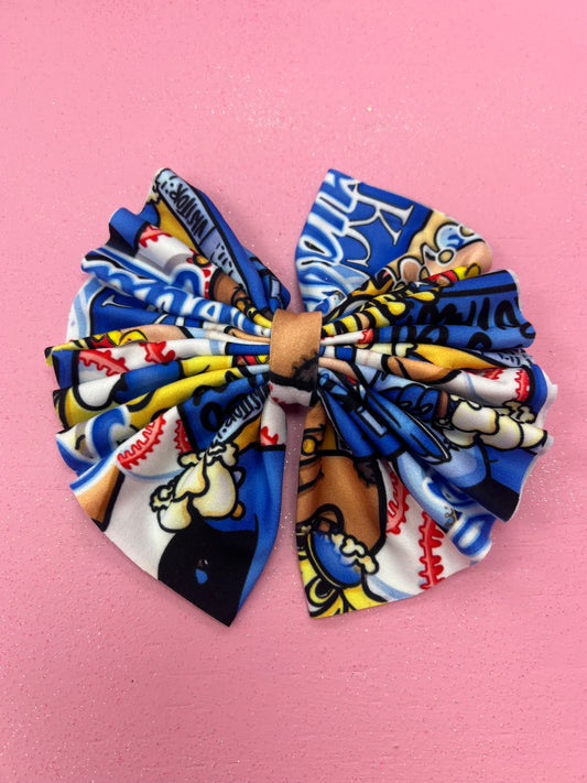 KC Baseball Bamboo Clip Bow