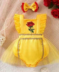 Yellow Rose Silk Dressy Onesie