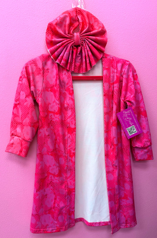 Pink Lace Cardigan & Bow