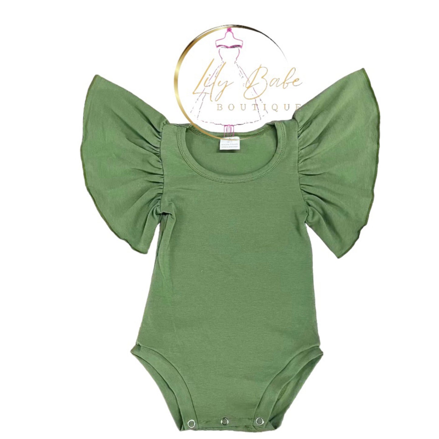 Solid Green Bell Sleeve Onesie