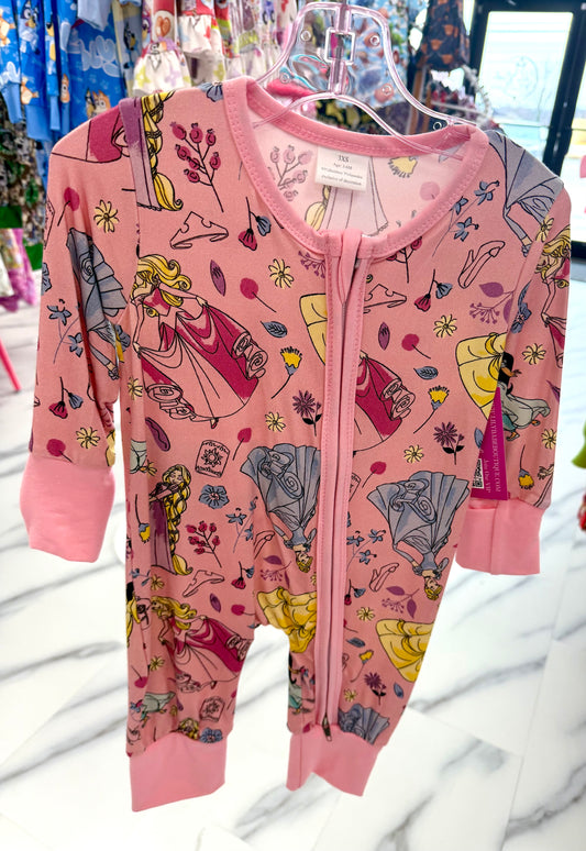 Pink Princesses Bamboo Zippie