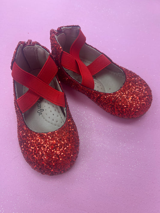 Glitter Ballerina Flats - Red