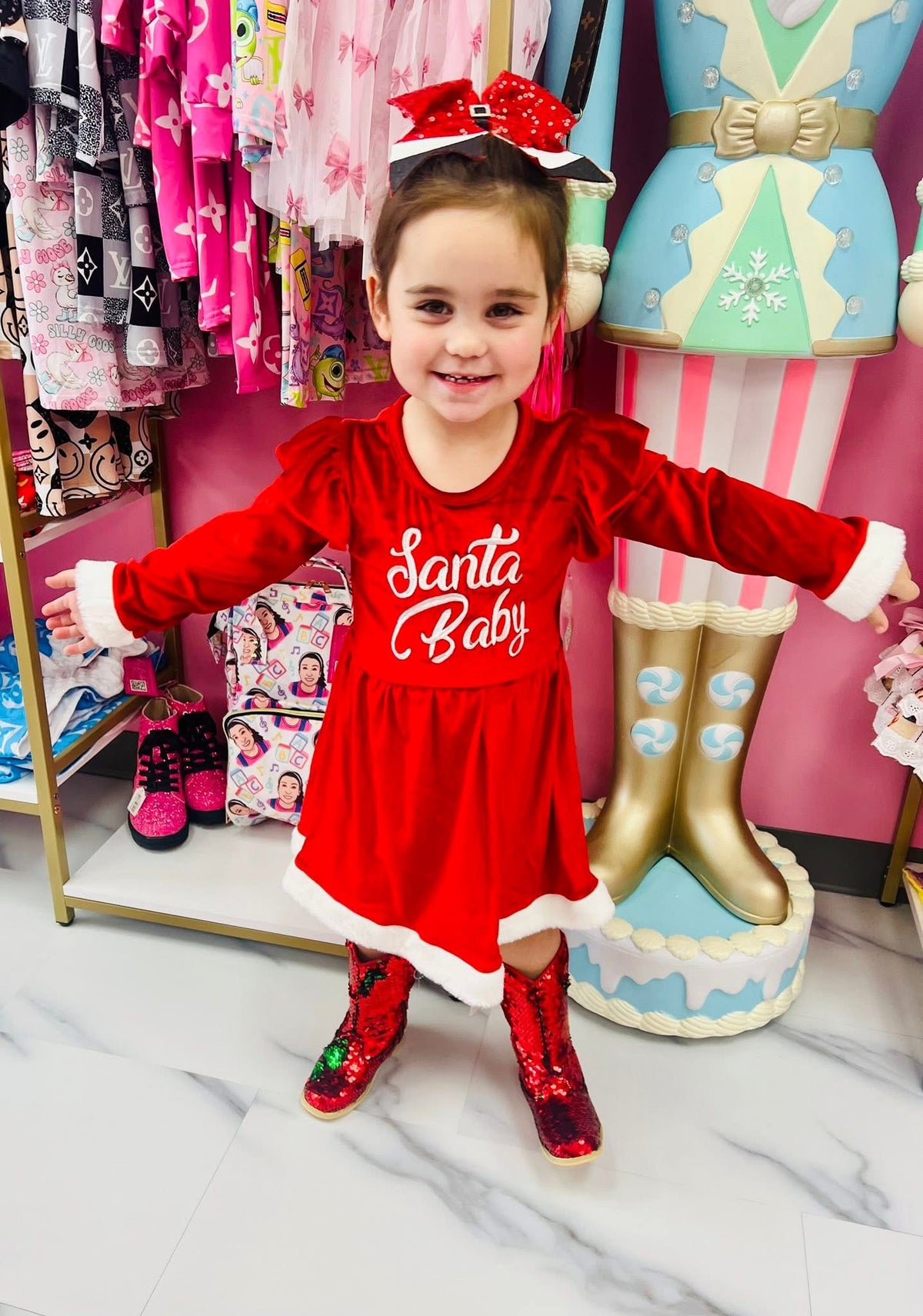 Red Santa Baby Velvet Dress