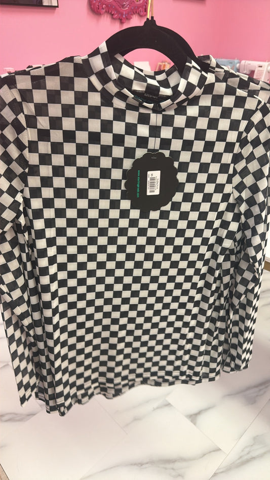 Women’s Checkered Mesh Top