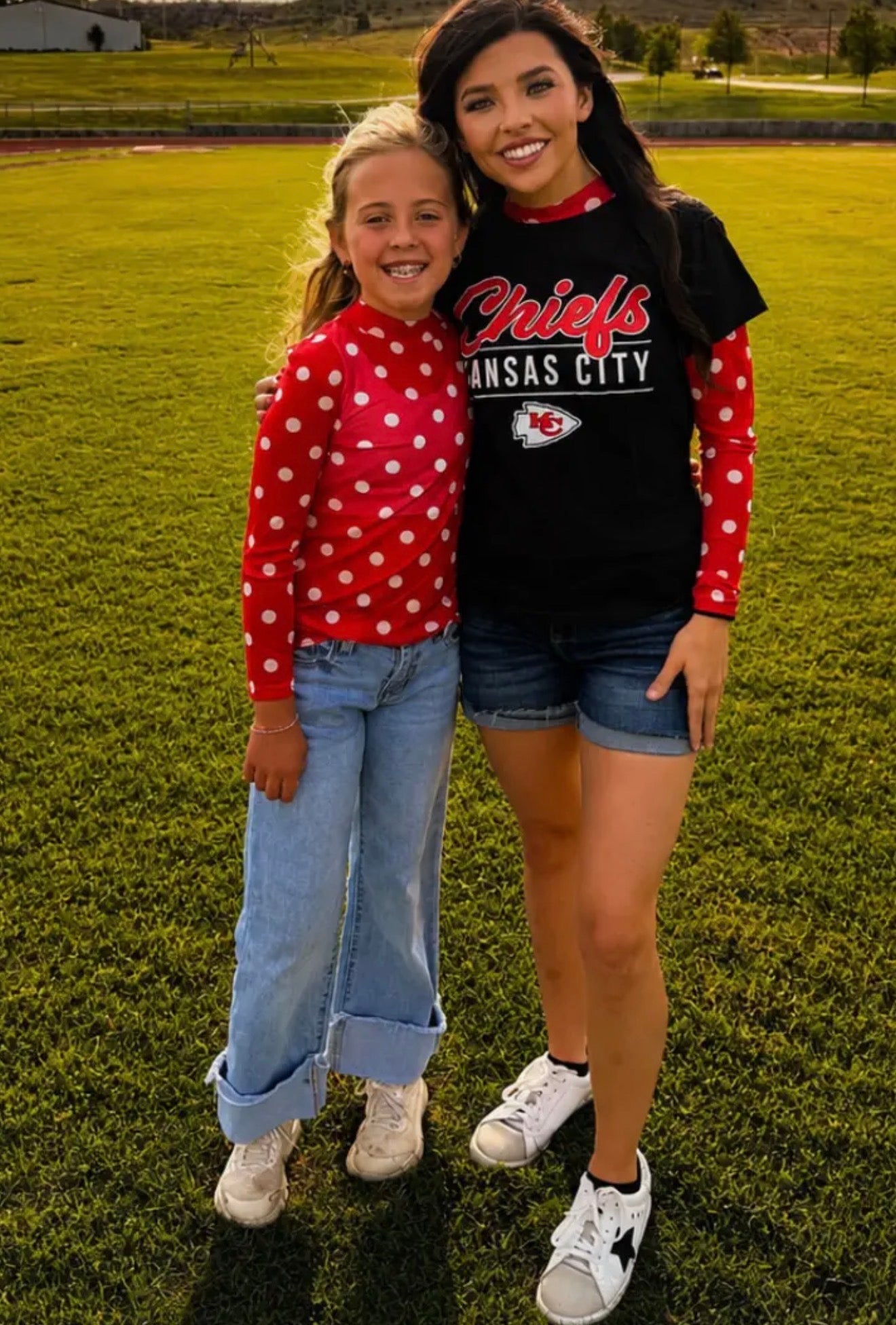 Women’s Red Polka Dot Mesh Top