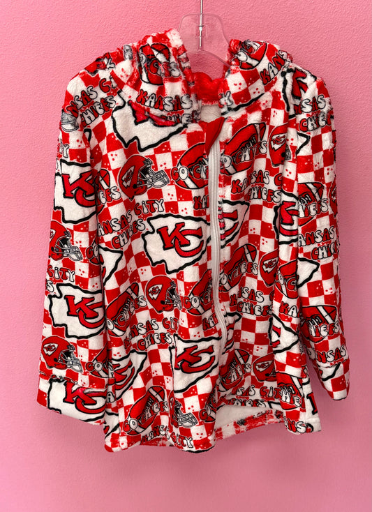 Red & White Plush Jacket
