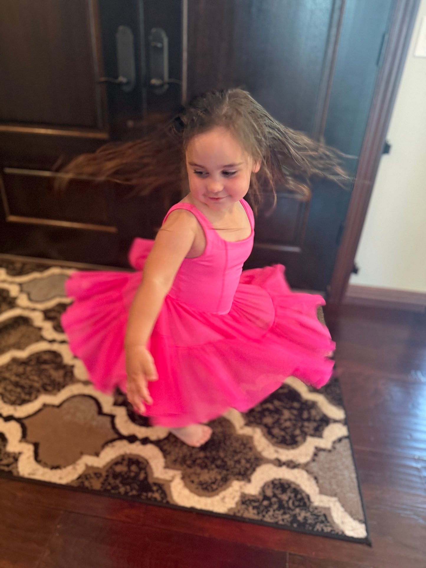 Bright Pink Twirl Yoga Dress