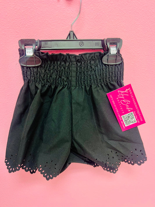 Black High Waisted Scalloped Shorts